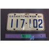 Image 2 : Pair of 1961 SK License Plates & Drive Safely License Plate Topper