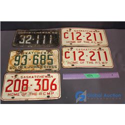 Lot of SK License Plates - 1960, 1955, 1973, Pair of 1973