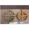 Image 2 : (2) Vintage Metal Single Pulleys - 10.5", 9"