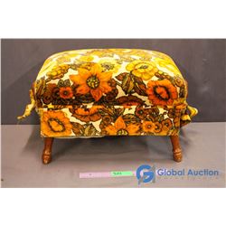 Vintage Wood & Floral Print Footrest