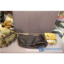 Lot of 3 Fishing Rods, 1 with reel, Old Pal Tackle Box with Contents, Cabelas Tackle Box with Conten