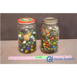 2 Glass Jars of Marbles