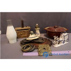 Lot of Vintage Misc (Butter Form, Lantern, Cassarole, Misc Decor)