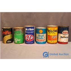 (6) Motor Oil Tins (5 w/Contents)