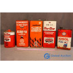 (5) Vintage Tins (Charcoal Lighter, Lantern Fuel, w/Contents)