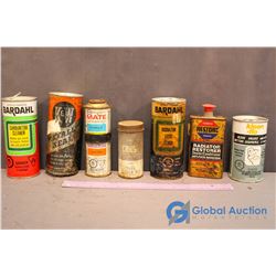 (7) Vintage Tins (Carburator Cleaner, Radiator Restorer, 1 w/Contents)