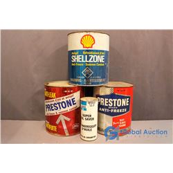 (3) Anti-Freeze Tins, Super Oil Saver (1 w/Contents)