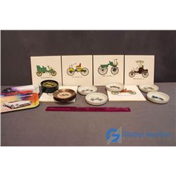 Lot of Classic Car Related Decor & Drink Trays