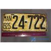 Image 1 : 1925 Manitoba License Plate