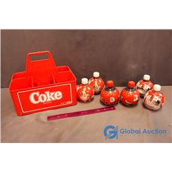 6 Holiday 2010 Coca-Cola Pop Bottles - 400mls (4 full) w/ vintage Coke Carry Case