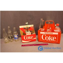 Lot of Various Sizes of Glass Coca-Cola Bottles Vintage & Newer, Carry Cases, extra Glass Pop Bottle