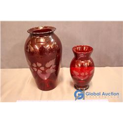 2 Pieces Ruby Red Glassware