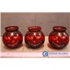 Image 2 : 3 Ruby Red Small Round Vases