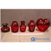 Image 2 : 5 Pieces Ruby Red Glassware