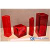 Image 3 : 4 Ruby Red Tall & Short Vases