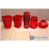 Image 2 : 5 Assorted Ruby Red Vases