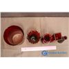Image 3 : 4 Ruby Red Vases & 1 Ruby Red Candle Shade