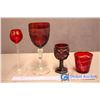 Image 2 : 4 Assorted Ruby Red Glassware Pieces