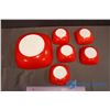 Image 3 : Vintage Red Square Pyrex Serving Bowl w/ 5 Square Dessert Bowls