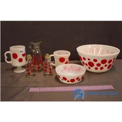 Lot of Polka Dot Fire King Kitchenware
