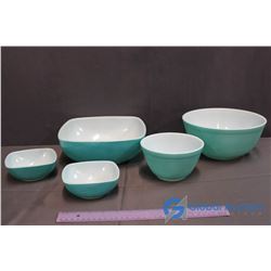 Lot of 5 Assorted Blue Pyrex Dishware