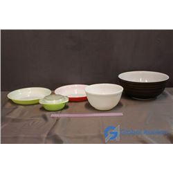 Lot of 5 Assorted Vintage Pyrex Dishware - Pie Plate, Bowls, etc
