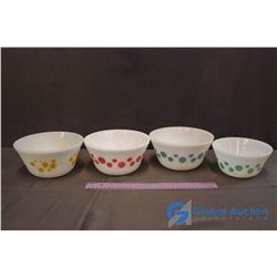 4 Polka Dot Pattern Fire King Bowls