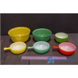 Lot of Assorted Vintage Kitchenware (1 Fire King Bowl, 3 GlasBake Onion Soup Bowls, etc)
