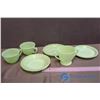 Image 1 : Green Fire King Cup & Saucer Set of 3 Each