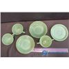Image 2 : Green Fire King Cup & Saucer Set of 3 Each