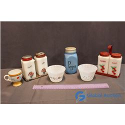 Lot of Salt & Pepper Shakers (2) 2 Dessert Cups, etc