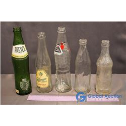 5 Vintage Glass Bottles (Fresca, Pure Spring, Pepsi, Evangelica, Vermor's Ginger Ale)