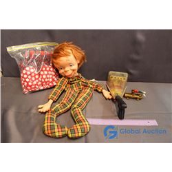 Lot of assorted items - Toy Target Range - Doll, Fabric, etc