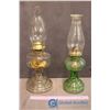 Image 1 : 1 Clear Glass & 1 Green Glass Coal Oil Lanterns
