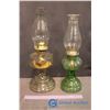 Image 2 : 1 Clear Glass & 1 Green Glass Coal Oil Lanterns