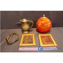 Antique Silver Beer Stein, Vintage Light Fixture, Ladies Belt, Wall Art