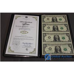 Set of Uncirculated & Uncut USA $1 Bills (4) - 2009 Series