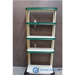 Metal Adjustable Shelving Retail End Bunk Shelving Unit - 4 Shelves & Base Shelf