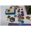 Image 4 : Jewelery Box W/ Watches, Broaches, & Clip-on Earings