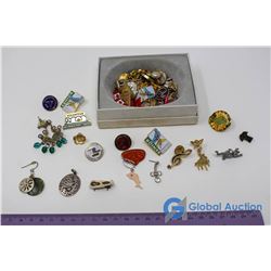 Lot of Pins, Broaches, Earrings, & Other