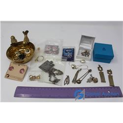 Brass Jewlery Cup With Misc. Earings