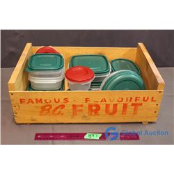Wooden B.C. Fruit Crate w/ Rubbermaid Food Storage Containers