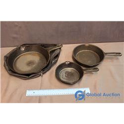 Set of 3 Cast Iron Pans (Small, Medium & Large) w/ Cover