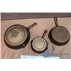 Image 3 : Set of 3 Cast Iron Pans (Small, Medium & Large) w/ Cover