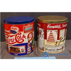 Large Pepsi & Campbell's Soup Tins