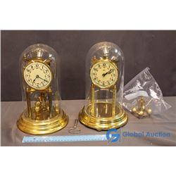 2 Anniversary Clocks, 1 in working Condition, 1 Glass Lid, 1 Plastic Lid