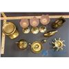 Image 2 : Lot of Brass Candle Sticks and Other W/ Pink Tulip Candle Sticks