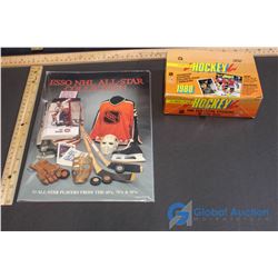 Box of 1988 O-Pee-Chee NHL Yearbook Stickers (48) &1988-1989 Esso NHL All-Stars Complete Set W/ Albu