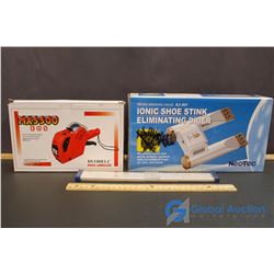 Duodeli Price Labeller Gun, Ionic Shoe Stink Eliminator Dryer, Sterling Slide Rule in Case