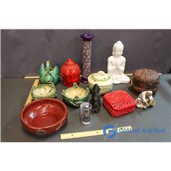Lot of Incense Bowls/Burners, Aztec Statues, etc